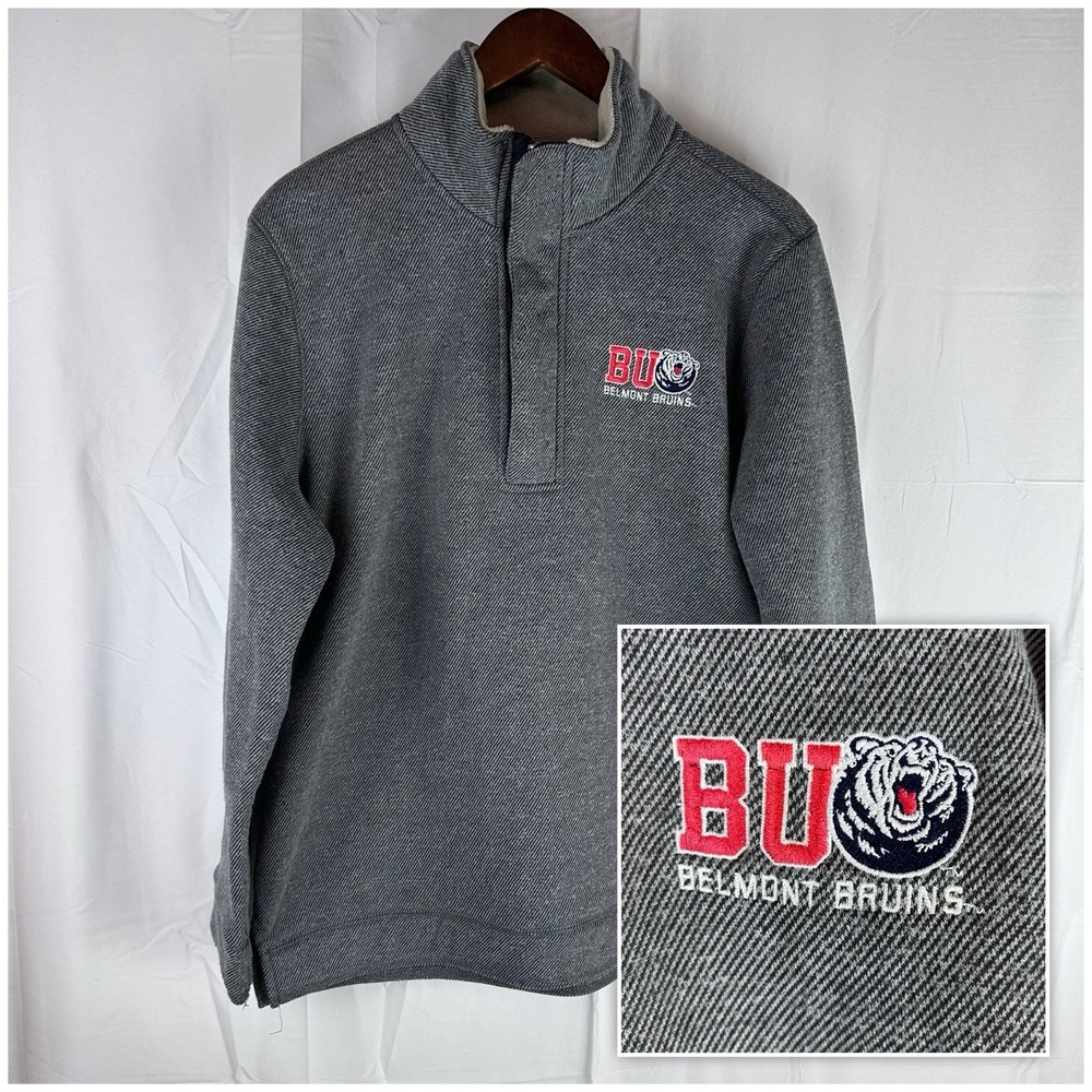 Belmont Bruins 1/4 Zip Fleece Pullover Size Large Gray Gear‎ For Sports